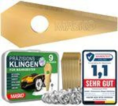 Produktbild von MASKO® Ersatzmesser Klingen für Mähroboter | Rasenmäher Messer universal inkl. innovativen Schrauben | Ersatzklingen Rasenroboter langlebig Titan-Beschichtung