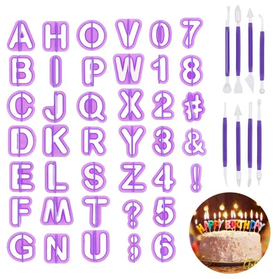 Productafbeelding van Set van 48 Fondant Uitsteekvormen voor Letters en Cijfers