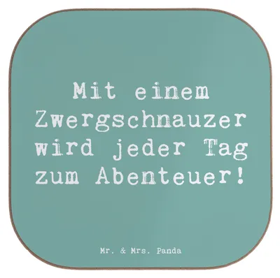 Produktbild von Mr. & Mrs. Panda Untersetzer für Gläser Spruch Zwergschnauzer Abenteuer - Meeresbrise - Geschenk, Tischuntersetzer, Morgenspaziergang, Hunderasse, Hunderassen, Charakter