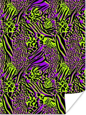 Produktbild von MuchoWow® Poster Tiermuster - Muster - Lila - Neon 120x160 cm - Wandbilder
