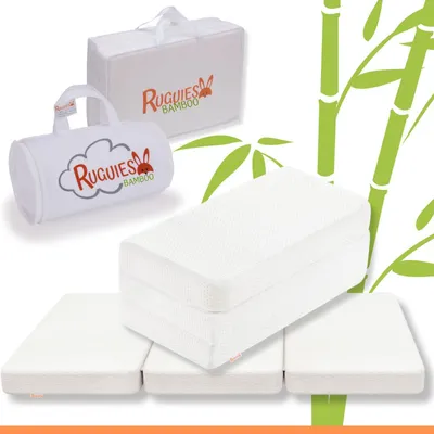 Reisebettmatratze 120x60 cm, Bambus-Baumwollbezug, hypoallergen
