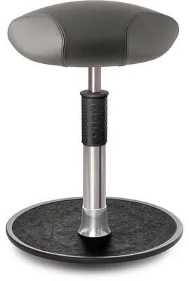 Produktbild von Sitz- Stehhocker Free Regular Triangel Boxmark Leder Grau chrom /schwarz.