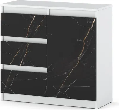 Zdjęcie produktu dla Komoda Nowoczesna Salon Sypialnia 3 Szuflady 80Cm Biała Mat San Sebastian