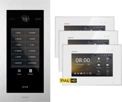 Produktbild von BALTER EVO HD Touch 7 Silber/Weiß 3x7" Video Türsprechanlage Set bis zu 1000 Familienhaus