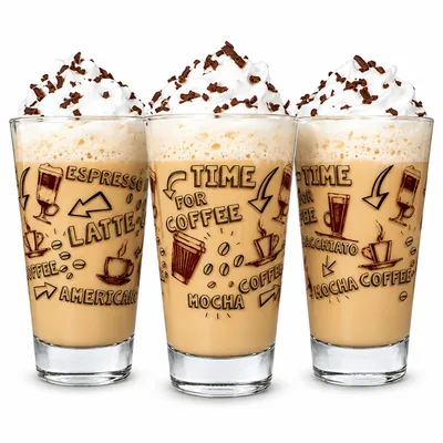 Zdjęcie produktu dla 6 szklanek do latte macchiato 310ml szklanki do kawy szklanki do herbaty szklanki do herbaty z nadrukiem kawy