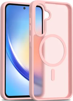 Image de Etui magnétique pour Samsung Galaxy A35, compatible avec MagSafe, dos transparent mat, antichoc Rose