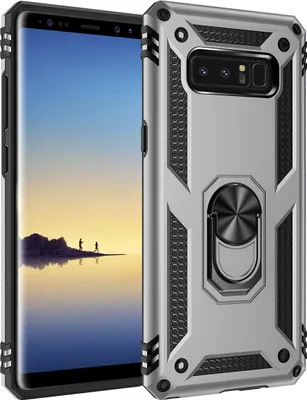 Image de Galaxy Note 8 Case with Ring, Dual Layer Hard PC TPU, Shockproof Case with Stand for Samsung Galaxy Note 8 Silver