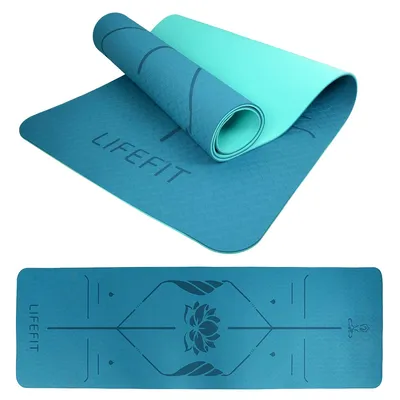 Productafbeelding van LIFEFIT® YOGA MAT LOTOS DUO yogamat, 183x58x0,6 cm, turquoise