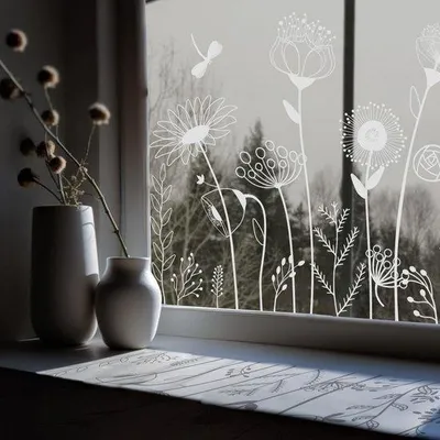 Immagine prodotto di Pellicola decorativa bianca per fiori, autoadesiva, 150x39 cm, decorazione per vetro