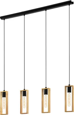 Produktbild von LITTLETON Hängeleuchte Hängelampe Pendellampe Pendelleuchte - L116 x B5,5 x H110 cm - schwarz - 4X40W exkl. - IP20