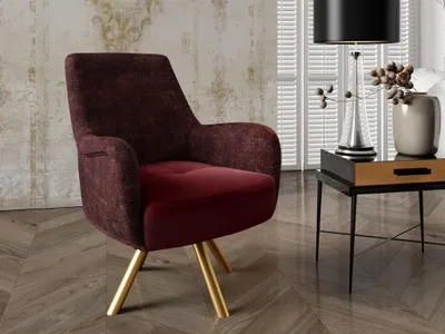 Produktbild von Sessel Drehsessel VALERIE in Stoff Touch Me und Elisa Velvet Bordeauxrot
