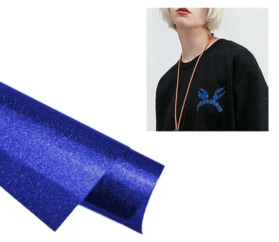 Textil-Plotterfolie, Flexfolie, 30,5 x 152 cm, blauer Glitzer