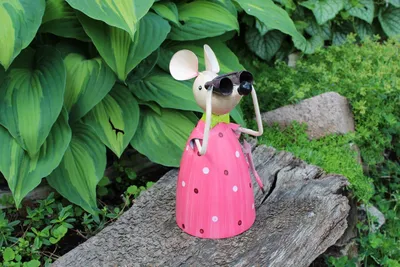 Produktbild von Gartenfigur Zaunhocker Maus Fernglas