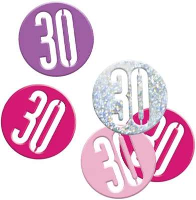 Produktbild von Konfetti rosa & silber Zahl 30
