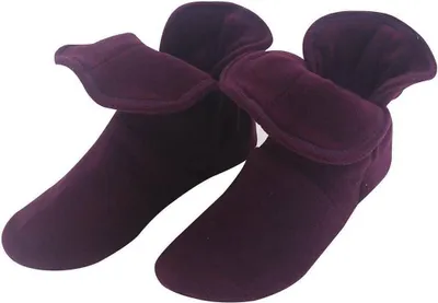 Produktbild von Raikou Hausschuhe für Damen, Herren aus Micro Fleece mit ABS und Rutschfester Sohle, Super Flauschige Hüttenschuche Granat 37/40