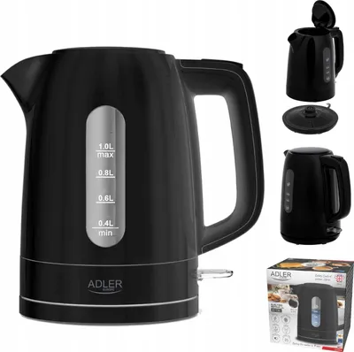 Zdjęcie produktu dla CZAJNIK elektryczny Adler AD 1380b 2200 W 1l czarny OBROTOWA PODSTAWA STRIX