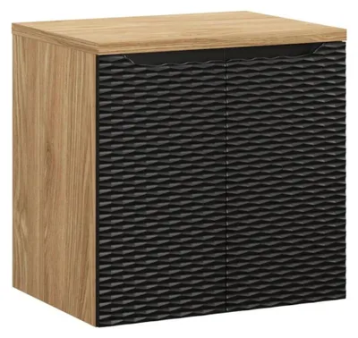 Image de Ensemble de salle de bain YOKA noir : meuble sous vasque à placards 60 cm + plan vasque