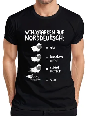 Obrázok produktu pre Windstärken Norddeutsch Schietwetter Schafe Plattdeutsch Spruch Pánske tričko, čierna, L