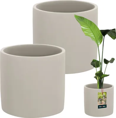 Zdjęcie produktu dla KOTARBAU® Doniczka ceramiczna duża cylindryczna Ethno ⌀ 23 cm wysokość 22 cm 2 szt. Doniczka ceramiczna Doniczka betonowa małe doniczki Doniczka ceramiczna Rośliny