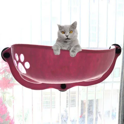 Produktbild von Katze Fenster Hängematte Mit Starke Saugnäpfe Pet Kitty Hängen Schlafen Bett Lagerung Für Pet Warme Käfig Katze Regal sitz Betten, rosa
