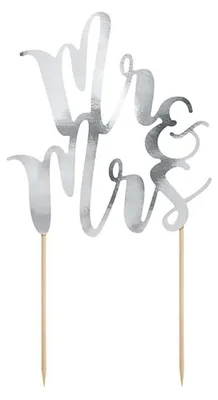 Produktbild von Cake Topper Mr & Mrs / Hochzeit 25.5cm, silber