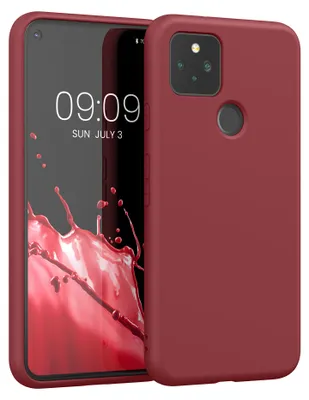 Produktbild von kwmobile Handyhülle für Google Pixel 5 Hülle - TPU Silikon Schutzhülle mit Mikrofaserfutter, schlankes Backcover für kabelloses Laden in Dark Rose