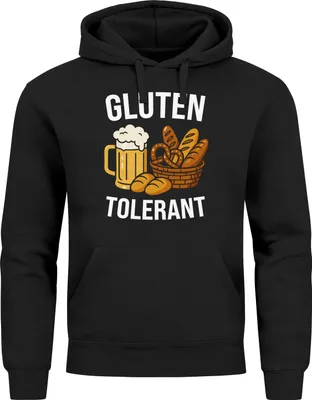 Produktbild von Hoodie Herren für das  Gluten Tolerant Bier Ersatz Tracht Pullover Volksfest Bierfest Outfit Spruch Lustig Moonworks®