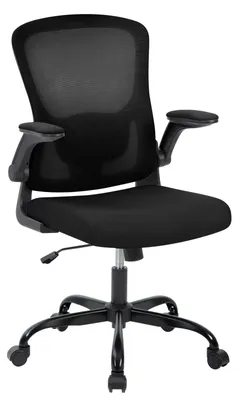 Obrázok produktu pre Ergonomická kancelárska stolička – sieťovaná stolička – s nastaviteľnou výškou – s oporou pre bedrovú oblasť – otočná s kolieskami – s polstrovaným sedákom – čierna