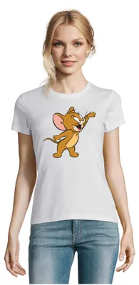 Produktbild von Jerry Damen T-Shirt Cartoon Print Rundhals Baumwolle Retro Style