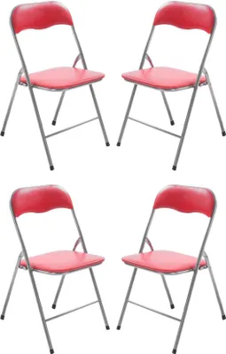 Immagine prodotto di Milani Home - Set Di 4 Sedie Pieghevoli Slim Rosse Opache Struttura Grigia Per Interno Sala Da Pranzo Salotto Cucina Ufficio - Rosso