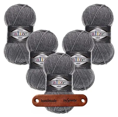 Produktbild von 5 x ALIZE Superlana Midi 21 Grey mit Label
