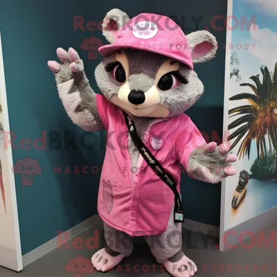 Produktbild von Maskottchenkostüm REDBROKOLY Rosa Zibetkatze mit Spielanzug und Hutnadeln