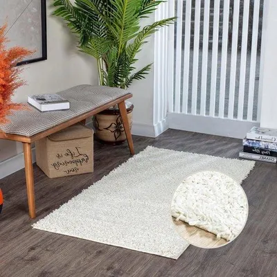 Produktbild von Famanu Teppich Hochflor Weiß - 100 x 200 cm