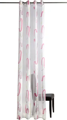 Produktbild von Homing Ösenschal Vorhang Gardine Leinenoptik 135 x 245 cm weiß-rosa