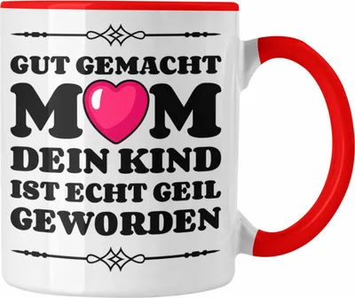 Produktbild von Trendation - Mama Geschenk Muttertagsgeschenk Tasse von Sohn Tochter Lieblingskind Tasse Spruch (Rot)