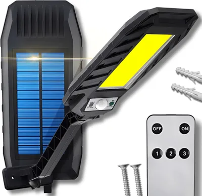 Zdjęcie produktu dla OMNA | Lampa solarna 180 LED - Czarna - Czujnik ruchu - Energooszczędne oświetlenie ogrodowe