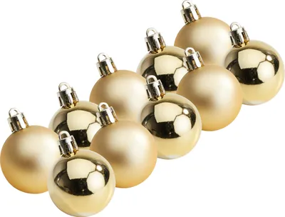Produktbild von Weihnachtskugeln aus Kunststoff, 10 Stück, Ø 4,4 cm Gold