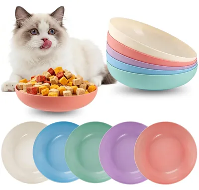 Productafbeelding van elzle, 5 stuks kattenbak, voerbak voor katten, anti-baardirritatie kattenbak