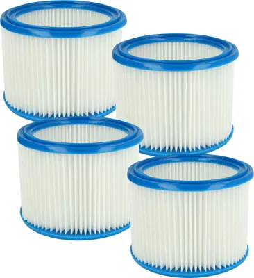 Produktbild von vhbw 4x Faltenfilter kompatibel mit Husqvarna WDC 325L, WDC 220 Staubsauger - Patronenfilter Blau Weiß