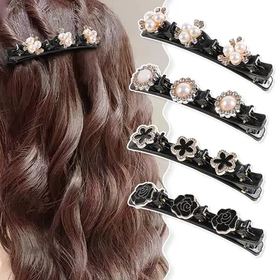 Produktbild von Haarspangen für Frauen, 4 Haarspangen, Kleeblatt-Strass-Haarspangen, Haarspangen, Haarspangen, Haarschmuck für Mädchen