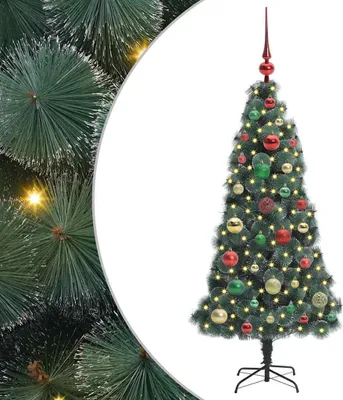 Produktbild von vidaXL Künstlicher vorbeleuchteter Weihnachtsbaum mit Kugelset 120 cm
