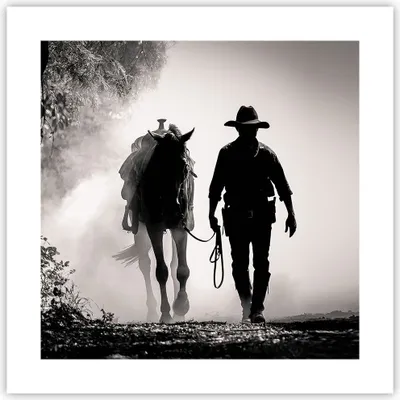 Produktbild von Poster - Poster ohne Rahmen - Cowboy Pferd Shady - 40x40 cm - Wand Bild - Wanddeko - Wandbilder - Kunstposter - Wandposter - Bilder - Kunstdruck - Wanddekoration - Wandbild - P2XAC40x40-4620