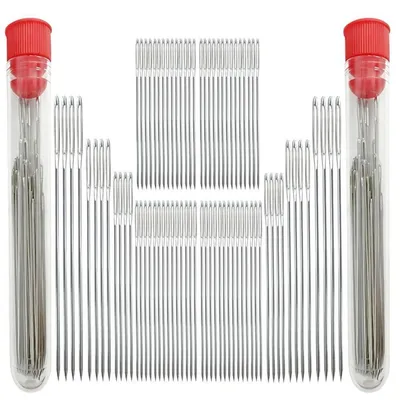 Produktbild von Nähnadeln Set 80 Stück Edelstahl 5 Größen für Handarbeit und Leder
