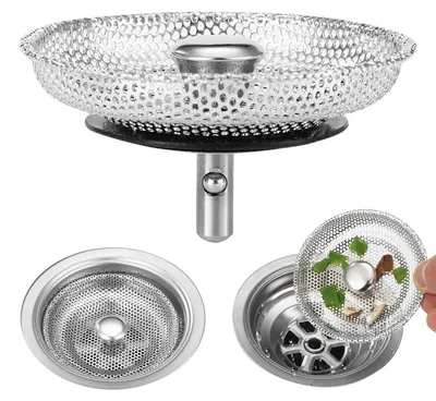 Image de 2 filtres en acier inoxydable de 80 mm pour éviers de cuisine