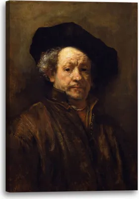 Produktbild von Leinwandbild (40x60cm): Rembrandt van Rijn - Selbstportrait, echter Holz-Keilrahmen inkl. Aufhänger, handgefertigt in Deutschland