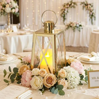 Image de Lanterne décorative en métal - Supports à bougies de 30 cm de hauteur, pour intérieur et extérieur