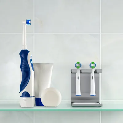 Produktbild von Edelstahlhalter mit Auffangschale für Zahnbürsten