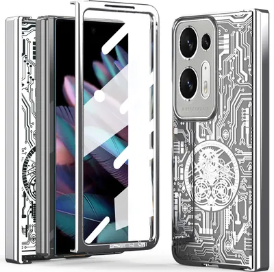 Produktbild von Oppo Find N2 Hülle, Luxus Galvanisierte Charnierschutz Kristallklare Schutzhülle mit Displayschutzfolie für Oppo Find N2 Silber