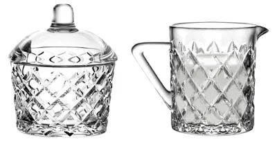 Produktbild von Zuckerdose 210 ml und Milchkanne 200 ml Karo aus Glas, Transparent