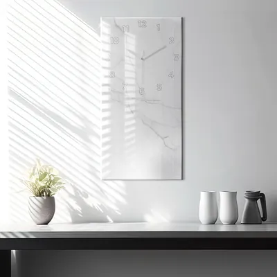 Produktbild von Wallfluent Wanduhr – Stilles Quarzuhrwerk - Uhr Dekoration Wohnzimmer Schlafzimmer Küche - Zifferblatt - weiße Zeiger - 30x60 cm - Dekorativer Marmor